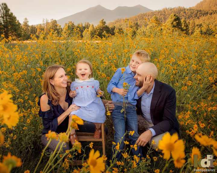Flagstaff Family Portrait, summer in Flagstaff's yellow flowers, by KDI Photography
