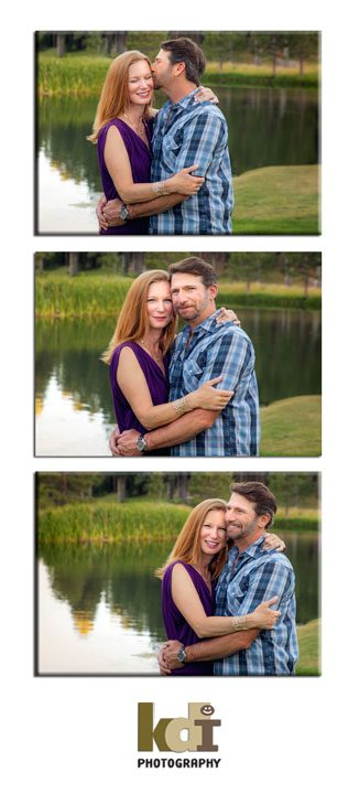 Triptych of Portrait of Couple Standing By Pond in Flagstaff AZ