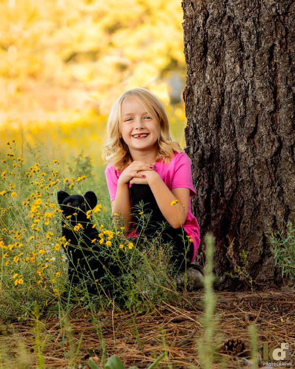 Girl with her stuffed animals, Summer Family Portraits Flagstaff,  AZ