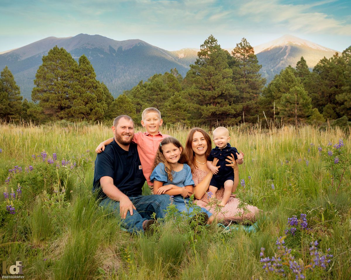 Family Portrait in Flagstaff, with the San Francisco Peaks in Background 