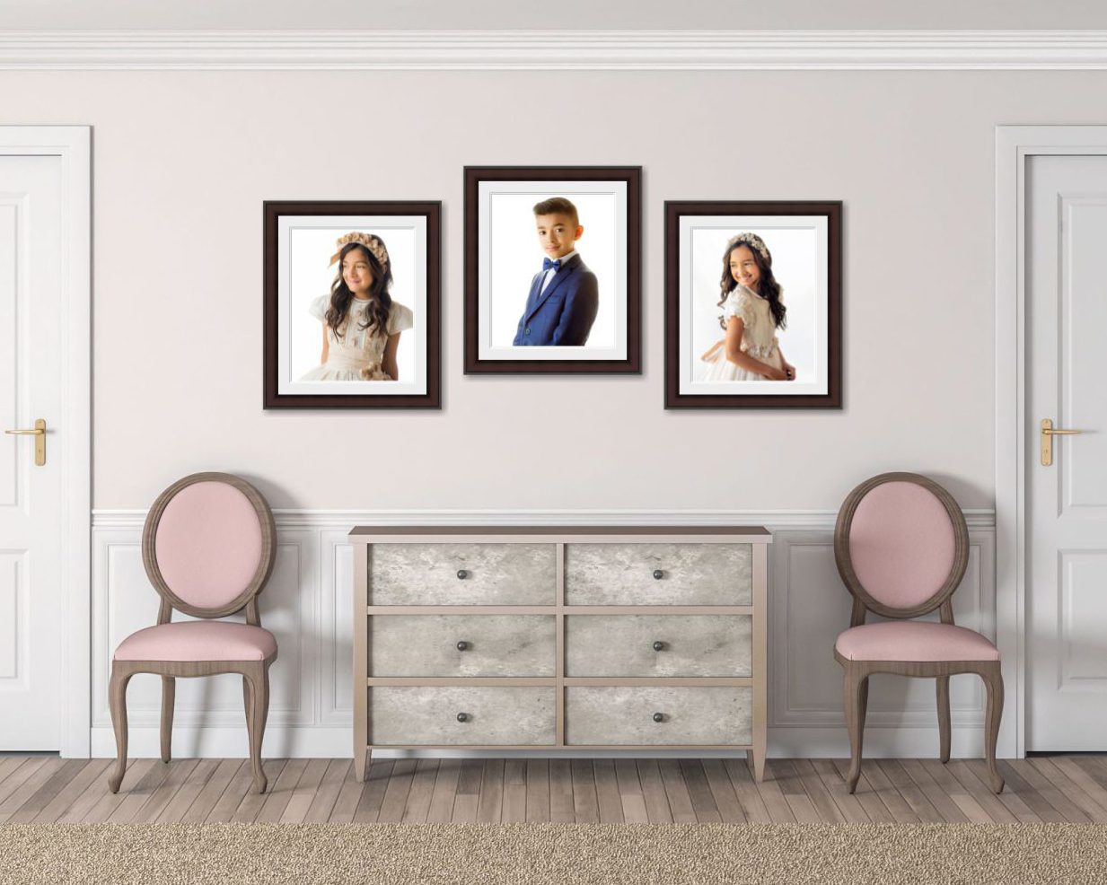First Communion Portraits Framed Wall Display, Flagstaff family Photography, KDI Photography