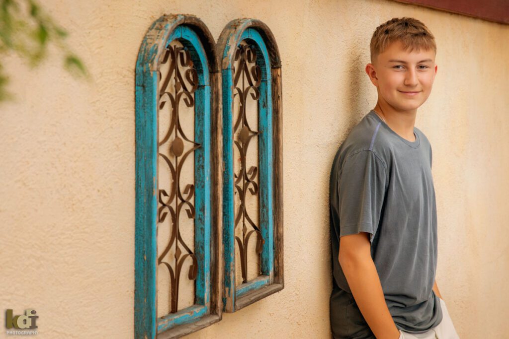 Teen Boy in Courtyard Photograph, Family and Kids Portrait Photographer in Flagstaff, AZ by KDI Photography 