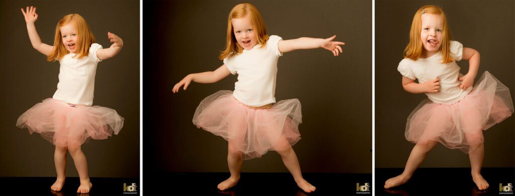 Studio portraits of girl with red hair in a tutu, dancing, portrait photography in Flagstaff AZ by senior photographer KDI Photography